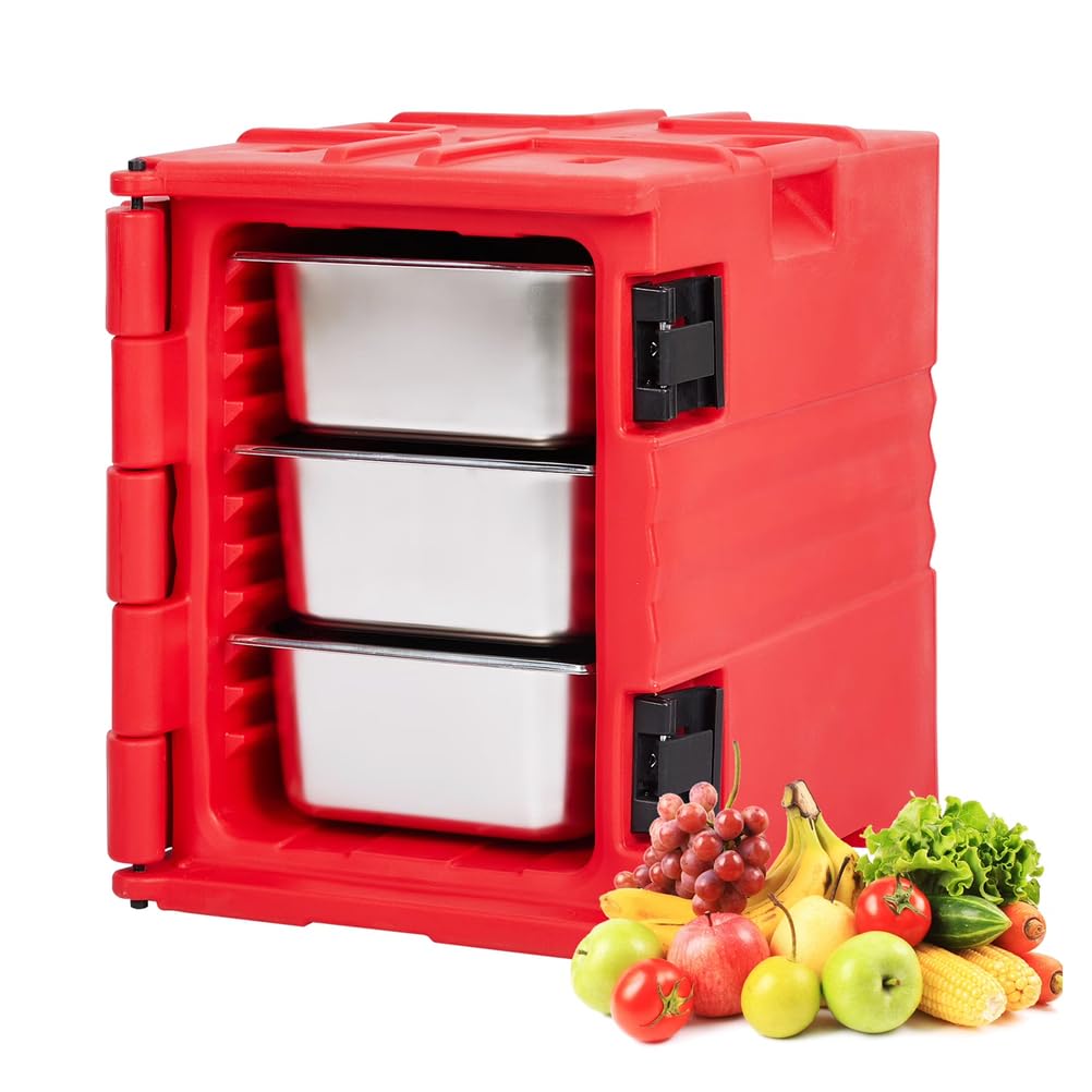 Caja isotérmica para Transportar Alimentos de 82 Cuartos de galón, Ideal para Catering, con Doble Hebilla y Ruedas. Apilable, con Carga Frontal, Catering, reuniones