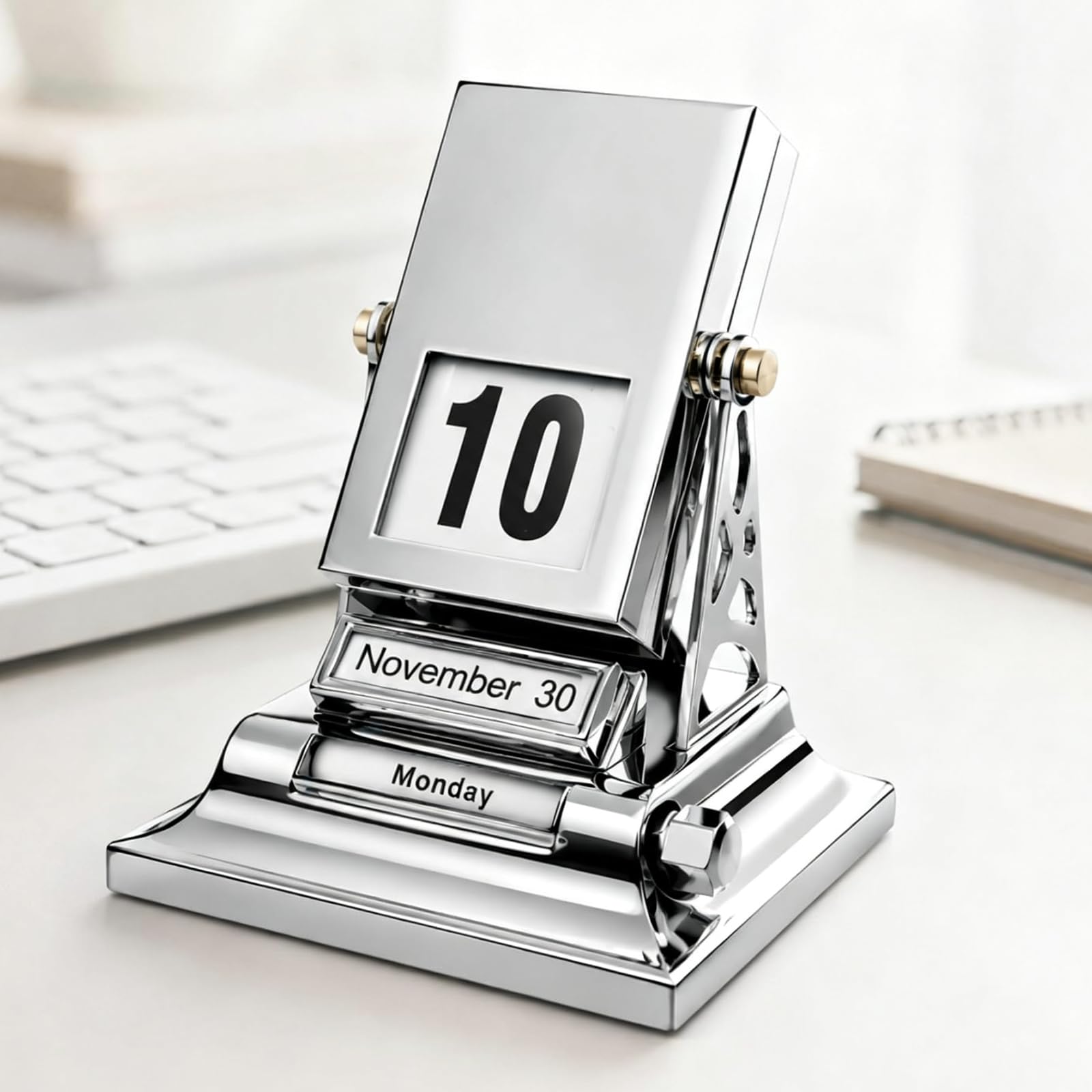 Calendario De Escritorio Mecánico Retro con Páginas Abatibles, Diseño Creativo, Calendario Giratorio con Cambio De Fecha, Calendario Mecánico Sin Pilas para Oficina, Estudio Y Recepción