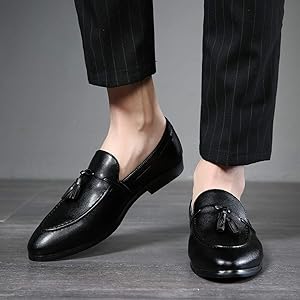 Amazon | [HSFEO] ローファー 本革 メンズ 24cm タッセル付き ブローグ 