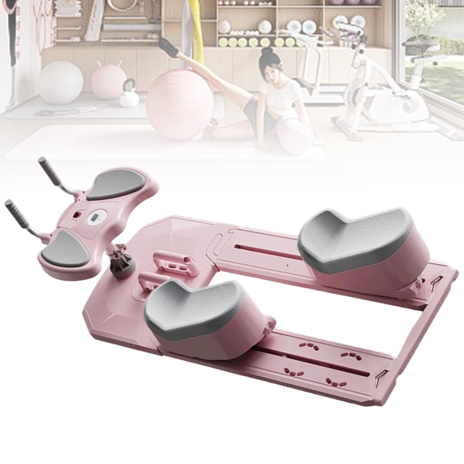 Trener pleców z funkcją skręcania i rozciągania, Spine Twist & Stretch Trainer do domowej siłowni, 3 ustawienia wysokości, wyświetlacz LED, do modelowania talii i aktywacji mięśni Pink