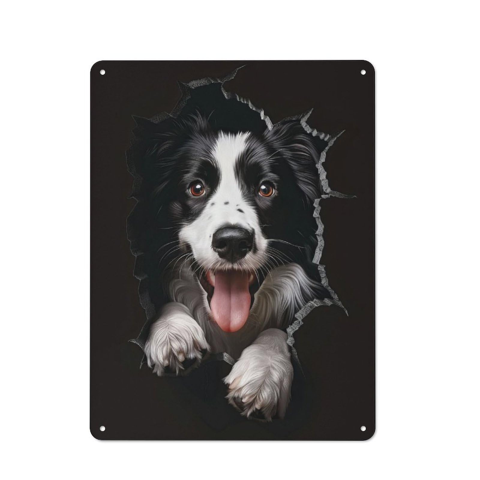 Junmoney Border Collie Dog Classic Kitchen Metal Sign 40X30cm Featuring Cafe Wall Decor For Restaurant, Kitchen, Counter Or Breakfast Nook