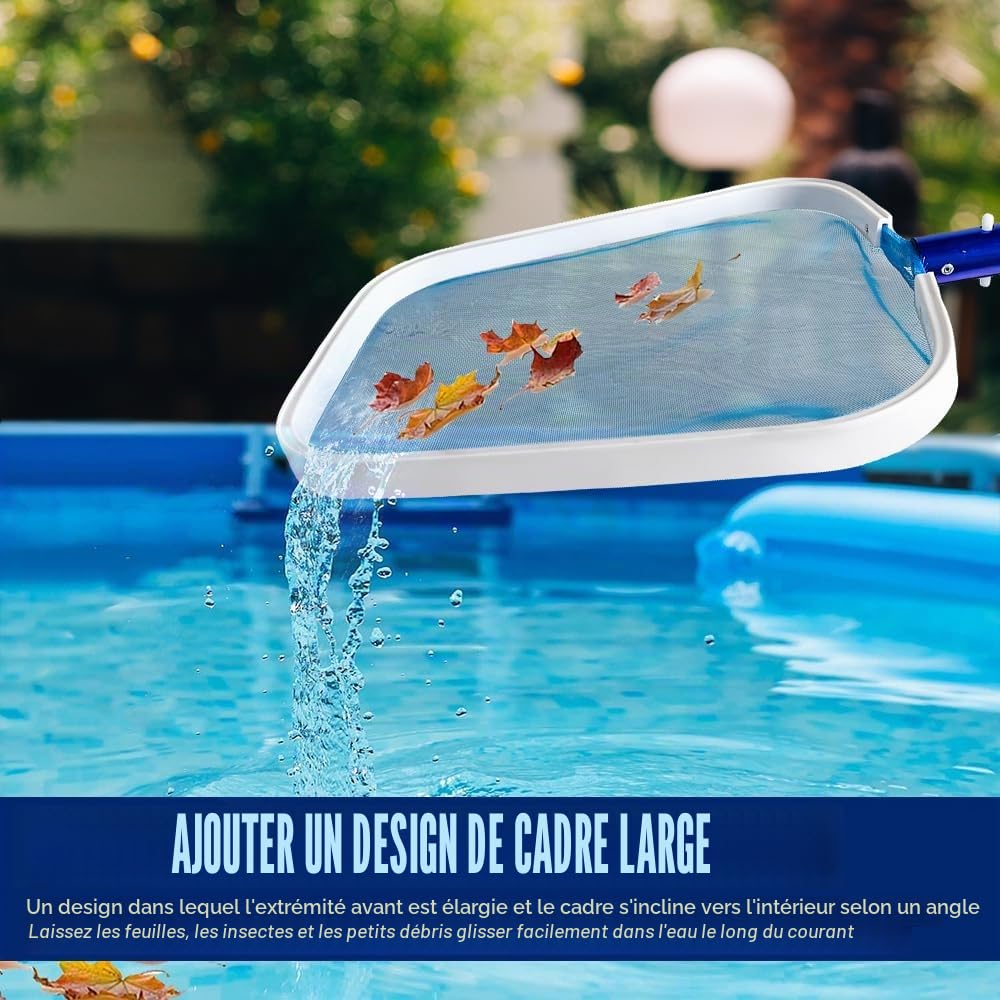 Épuisette Piscine à Mailles Fines, Accessoires Piscine Nettoyage pour Algues, Spas, Fontaine