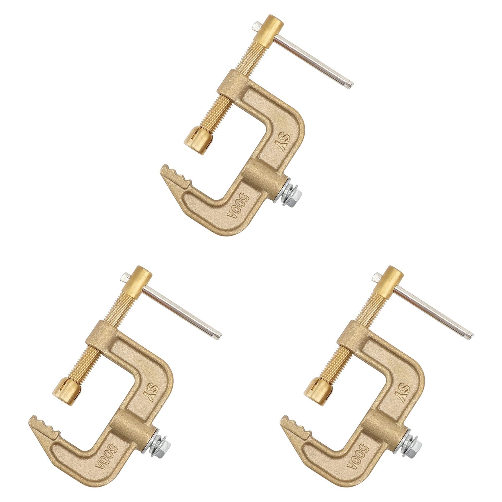Ctrlzs 3X Welding Ground Clamp, 500A Current G-Type Solid Brass Ground Clamp, 43Mm Jaw Width For Tig Mig Welders