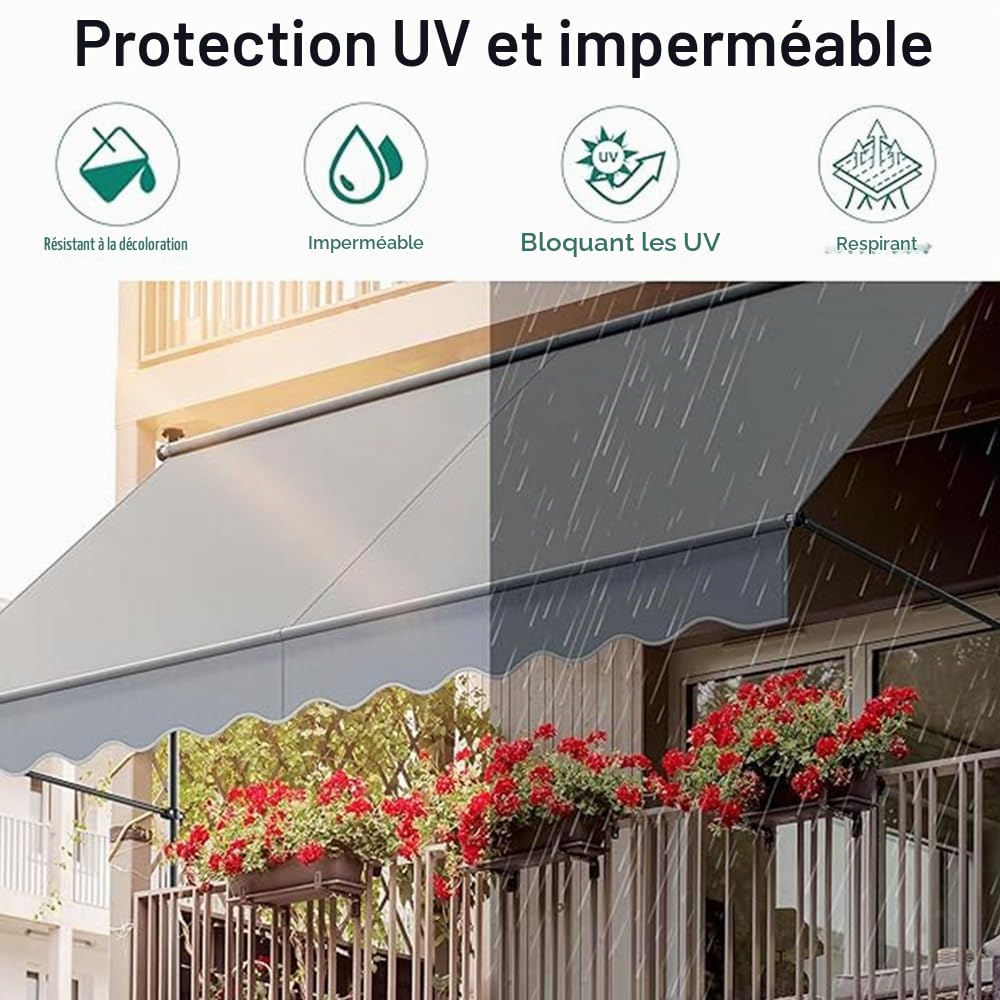 Toile De Store Banne Manuel Rétractable, 3x2m 5x3.0m Tissu De Remplacement pour Auvent pour Terrasse, Couverture D'auvent pour Pare-Soleil Imperméable(Red,3.5x2.5m/11.5x8ft)