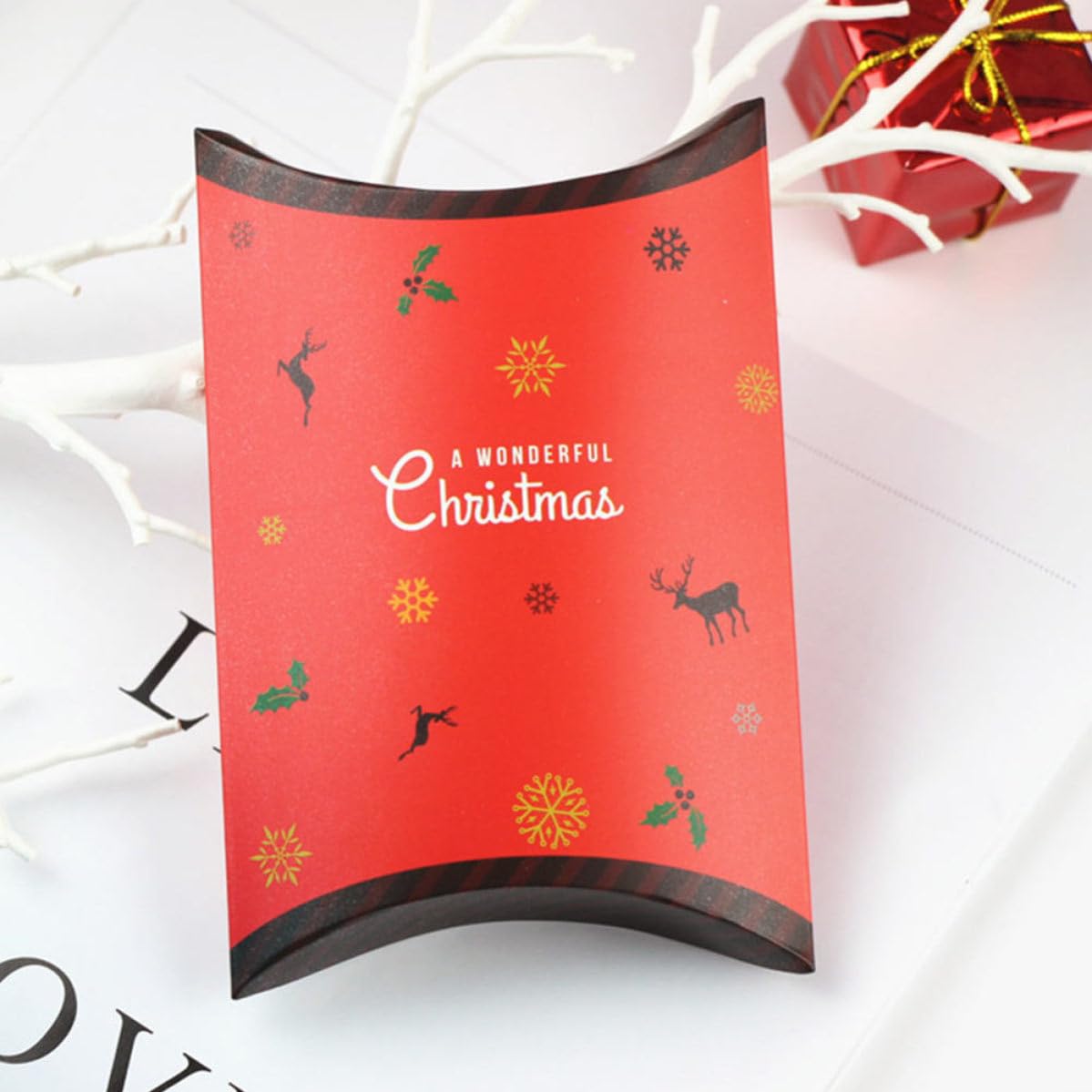 BESPORTBLE 100 Pezzi Scatola Regalo Natalizia in Carta per Dolci e Snack di