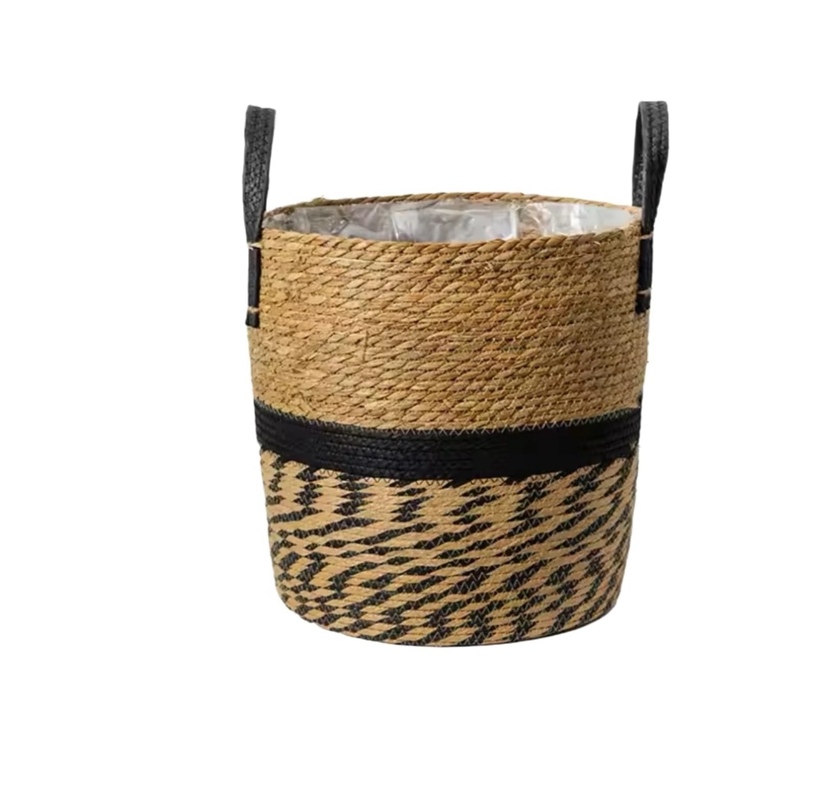 MKYYIOED Rattan Plant Pot 3pcs Fancy Wicker Planter Basket,Flower Pot, Home Decor, Garden, Seagrass Storage Baskets, Toy Holders(Black 26CM)