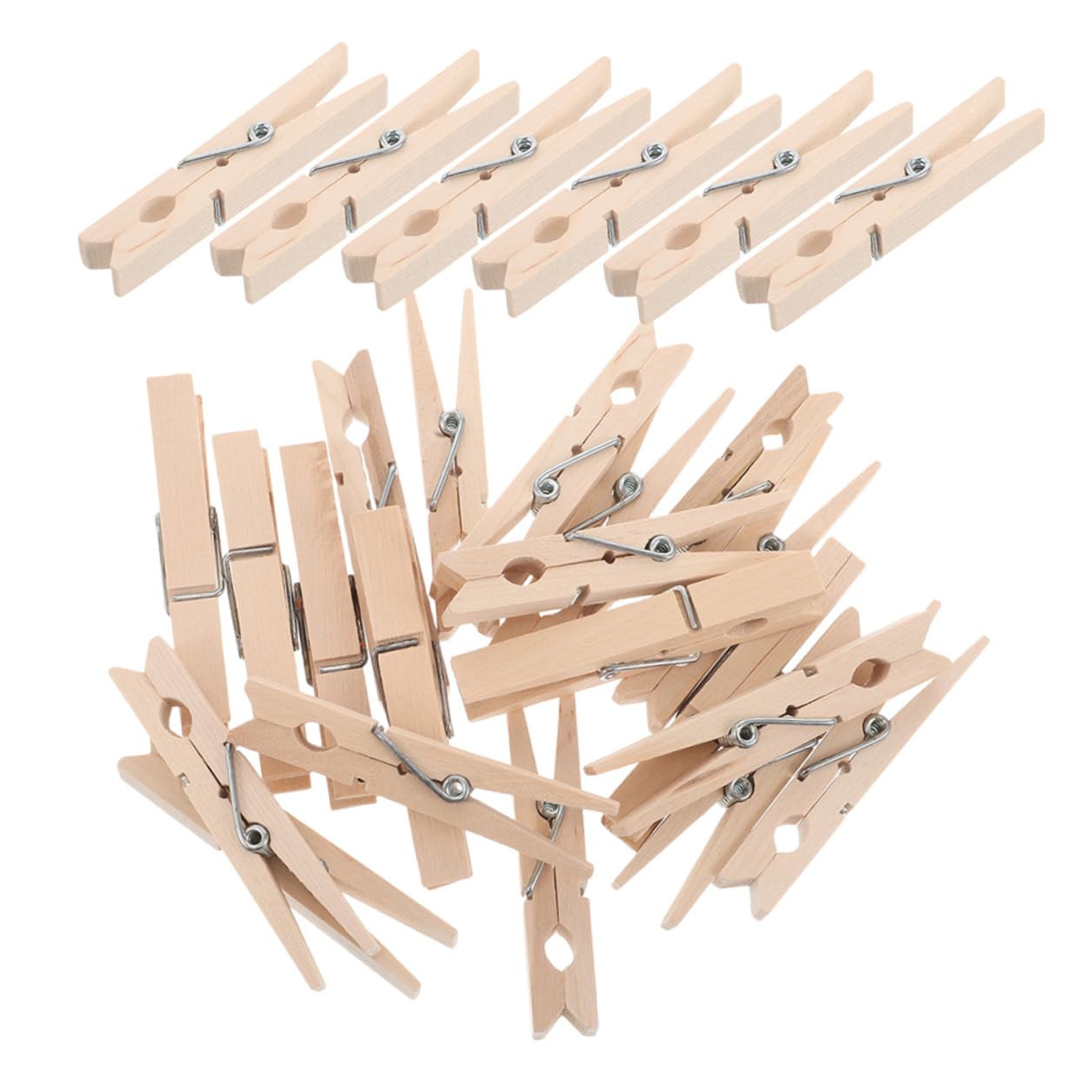 Mollette Multifunzione in Legno 150 Pezzi, 7, 2cm, Beige | Stabilità Antivento, Delicate sui Tessuti, Formato Compatto e Portatile, Stile Essenziale per Bucato