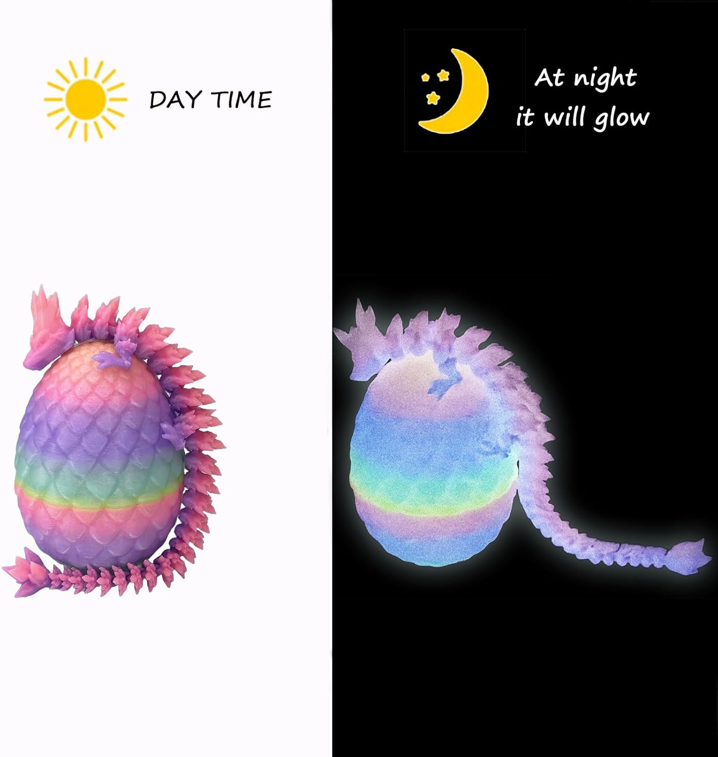 5PCS 3D Printed Mini Dragon Egg with Dragon Inside Fidget Toy,Mythical Prefilled Easter Eggs with Glow in The Dark