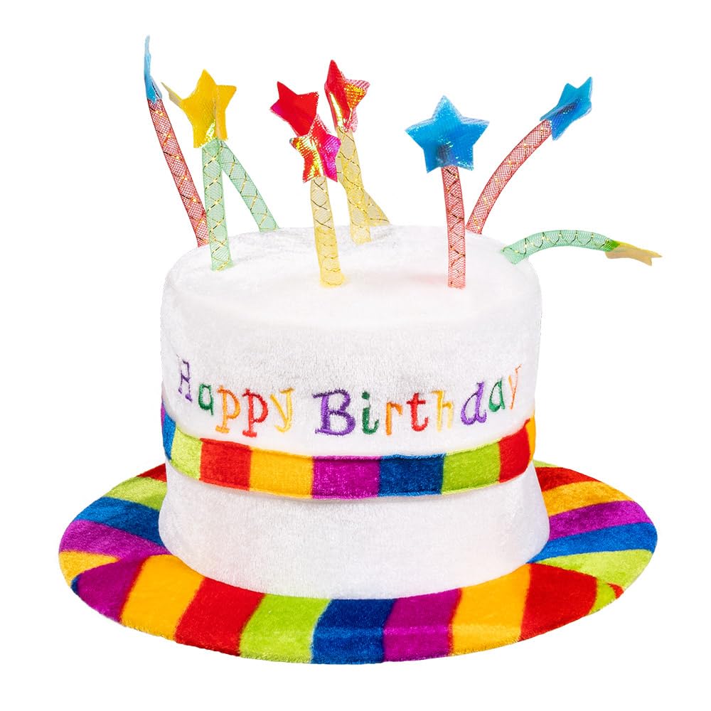 Boland 00931 Children's Birthday Hat, Happy Birthday, Plush Hat, Rainbow, Cake, Cake, Gift, Party, Birthday, Theme Party