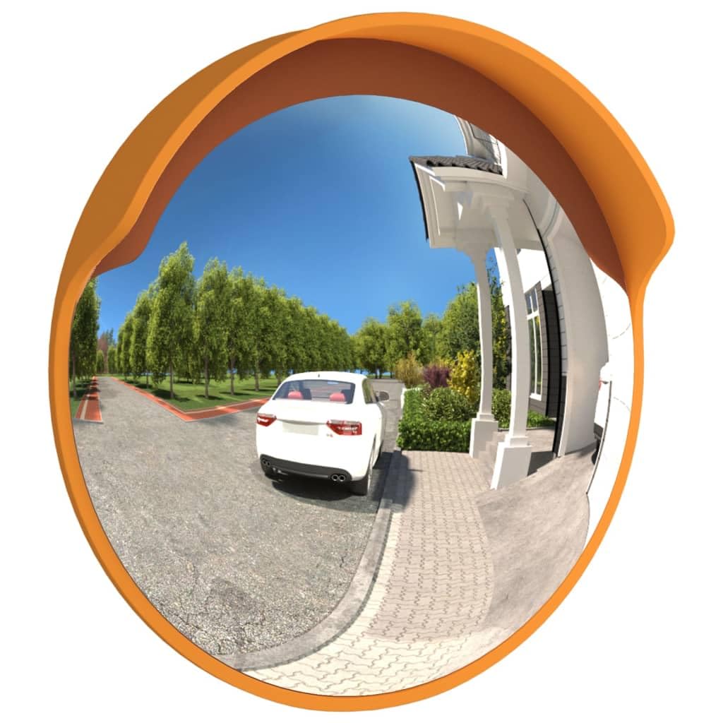 Miroir de Circulation Convexe, Miroir Routier de Sécurité extérieur Orange Ø30 cm Polycarbonate