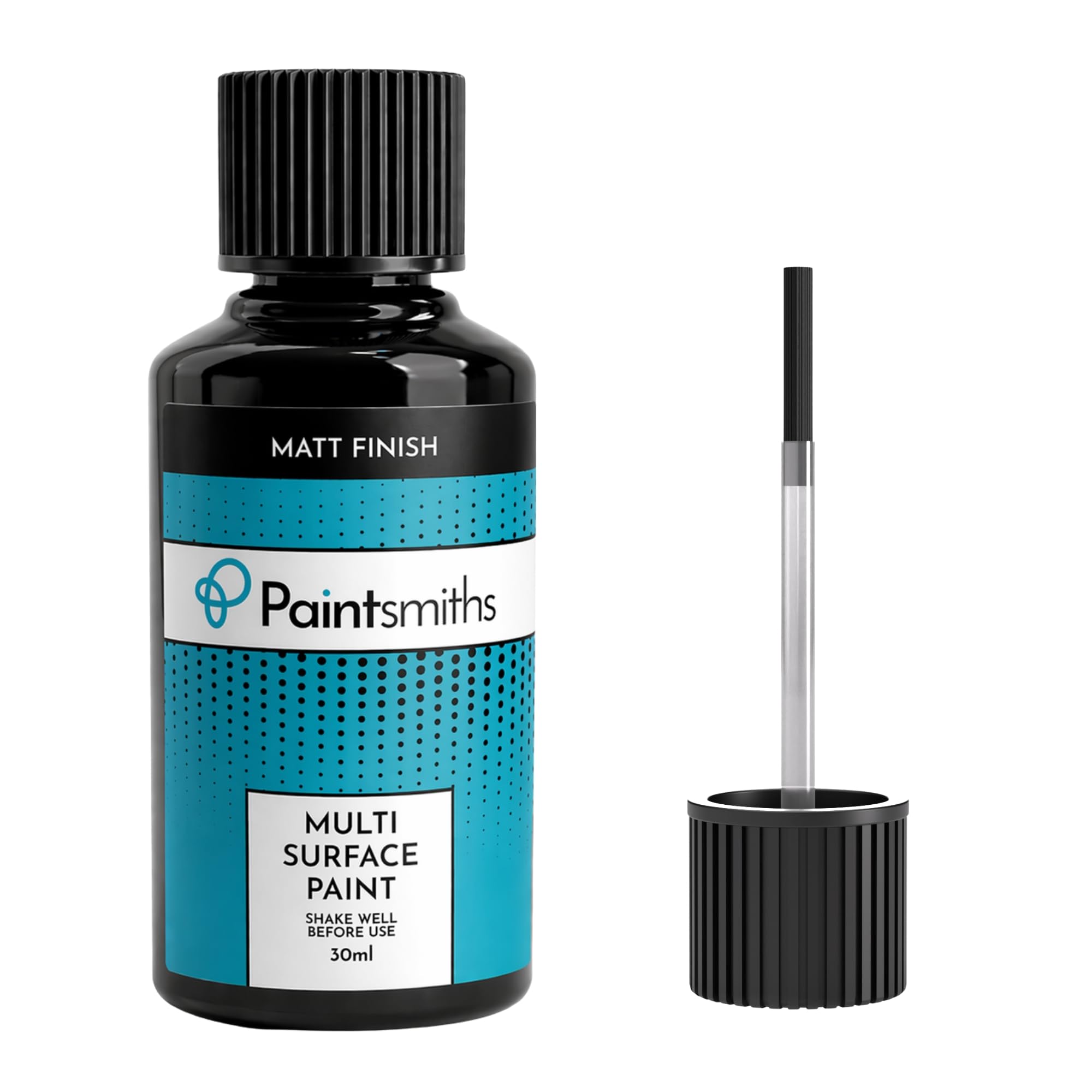 Multi Surface Paint – Matt Finish - Home Touch Up Paint for Metals, Radiators, Wood & uPVC - Brush for Easy Application - Quick Drying - High Opacity for Scuffs & Scratches (Black)