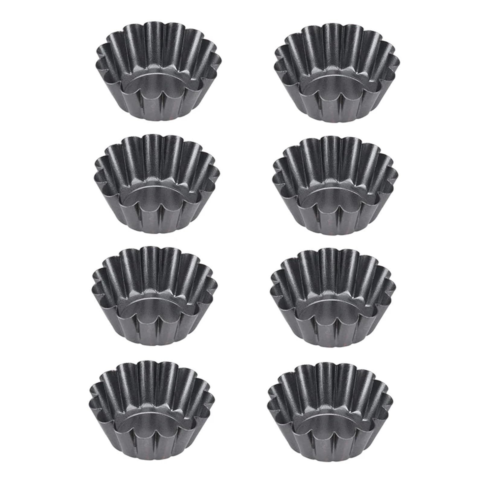 Molde para tartaletas de acero al carbono Moldes for mini tartaletas de acero al carbono, antiadherentes, con forma acanalada, ideales for muffins, cupcakes, tartas, postres y mousses(Black 8 Pieces)