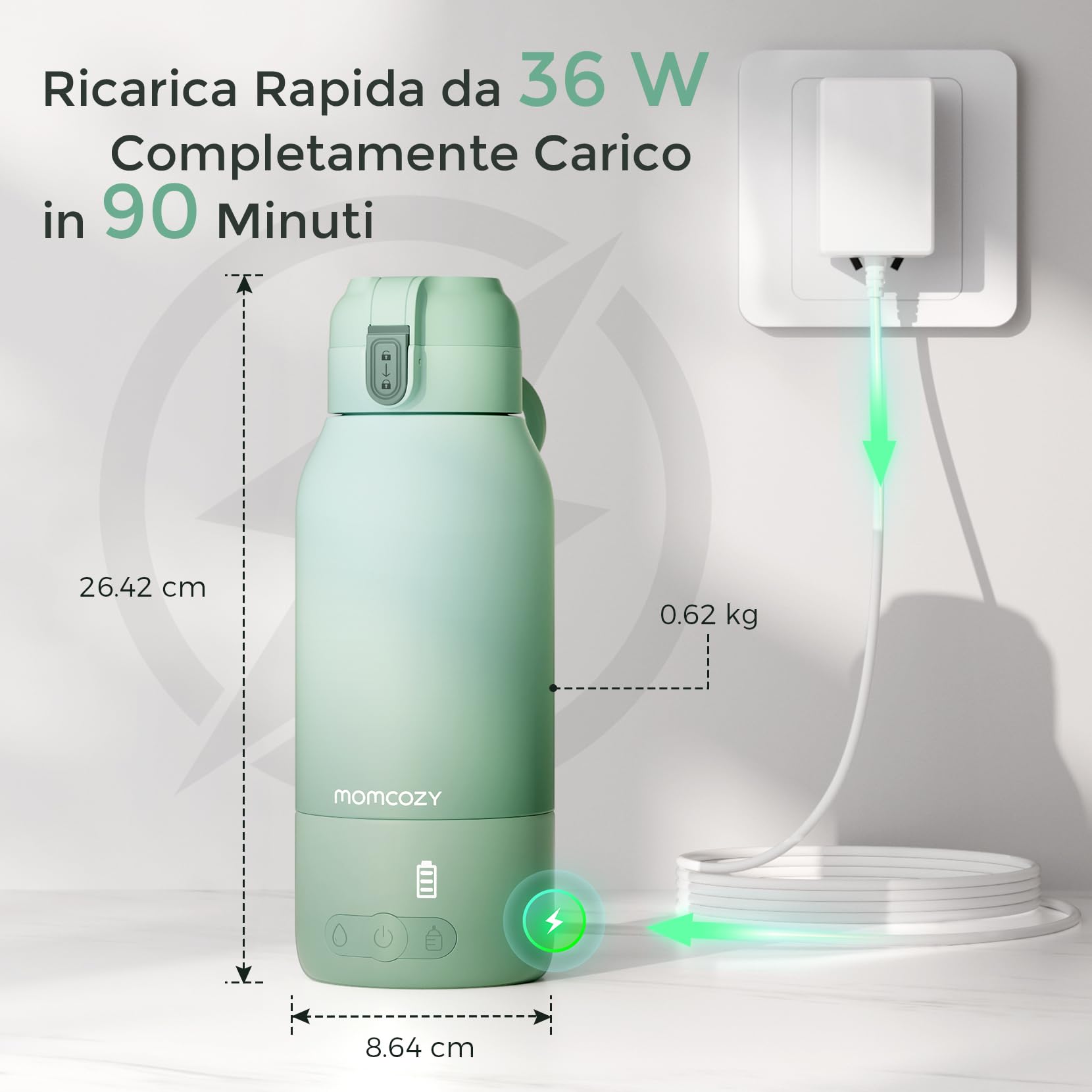 Momcozy Scaldabiberon Portatile, Riscaldamento Rapido e Lunga Durata della Batteria,120 Sacchetti per Conservare il Latte Materno