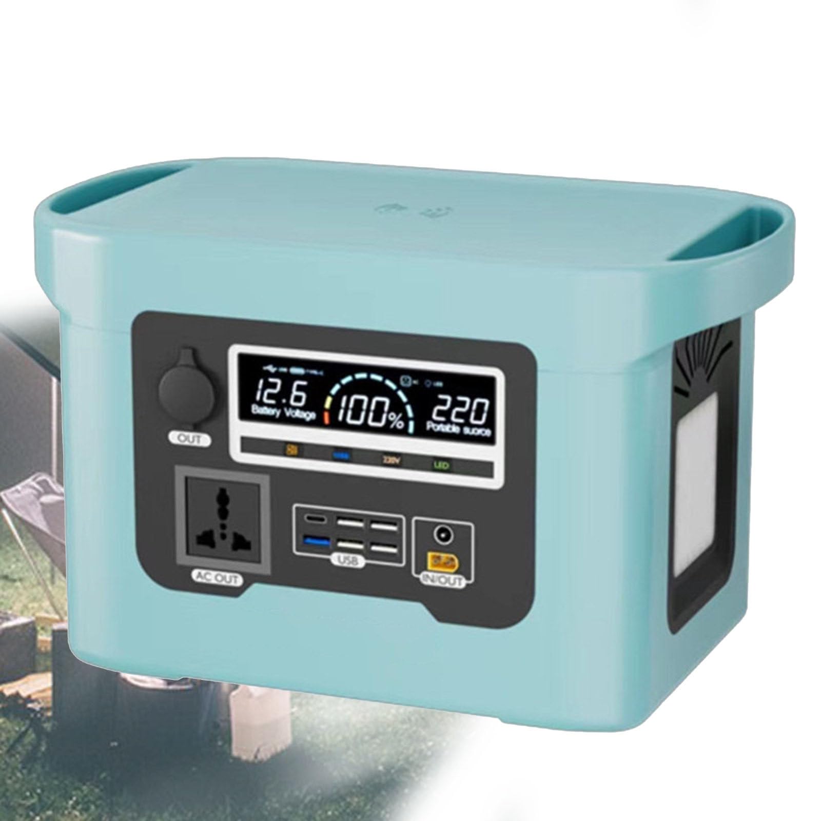 Estación de energía portátil, generador solar de 480 Wh + 800 W con toma de corriente alterna de 220 V/120 W para camping, emergencias, aventuras al aire libre, picnics, pesca, viajes, fiestas y via