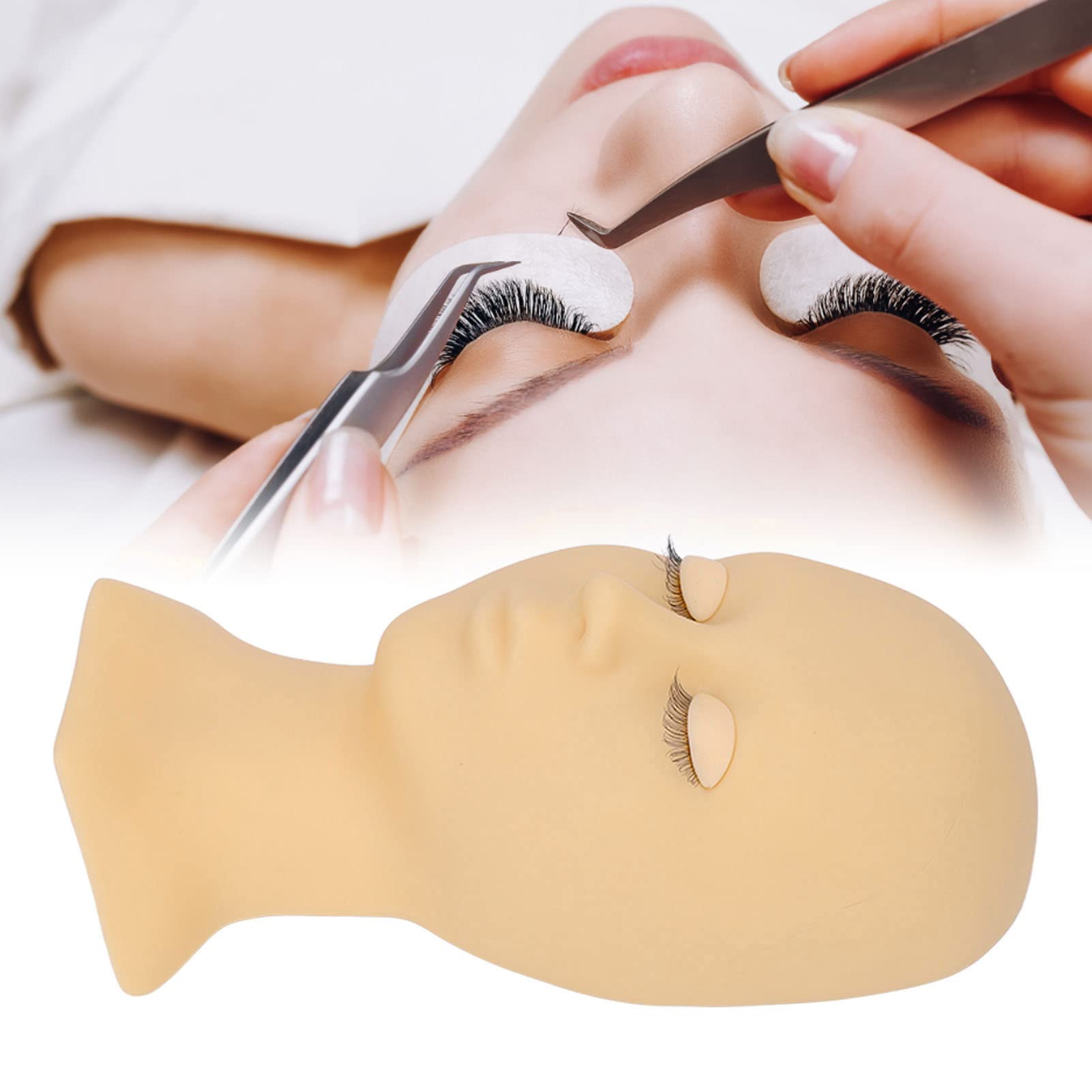 Lash Mannequin Head,Replaced Eyelids Mannequin Head, for Lash Extension Practice with 1 Pair Replaced Eyelids - Image 2