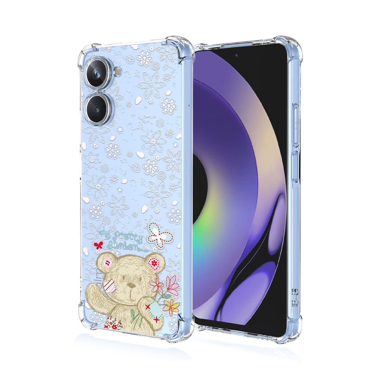 HAOYE Cover 360° Per Realme C30 / C33 / C30S Con Proteggi Schermo - Custodia Doppio Strato TPU E PC Trasparente, Antiurto, Nero