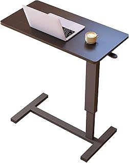 Mesa de cama de hospital, mesa de cama para personas mayores postradas en cama con altura ajustable y ruedas giratorias, marco de acero duradero, color amarillo, perfecta para comidas y actividades en