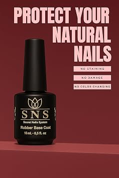 Nail Polish Secret nails System SNS Rubber Base Coat 15ML Long-Lasting Base Gel Polish for Strong Adhesion, Chip-Free Wear & Smooth Application, Protects Natural Nails, Works with Any Nail Polish