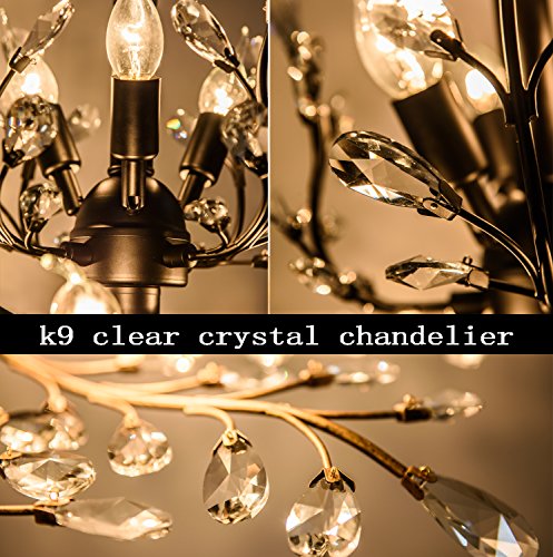 Garwarm 8-Light Vintage K9 Crystal Chandeliers Ceiling Lights Led Light Crystal Pendant Lighting Ceiling Light Fixtures Chandeliers Lighting For Living Room Bedroom Restaurant Porch Chandelier(Black) #TOP6