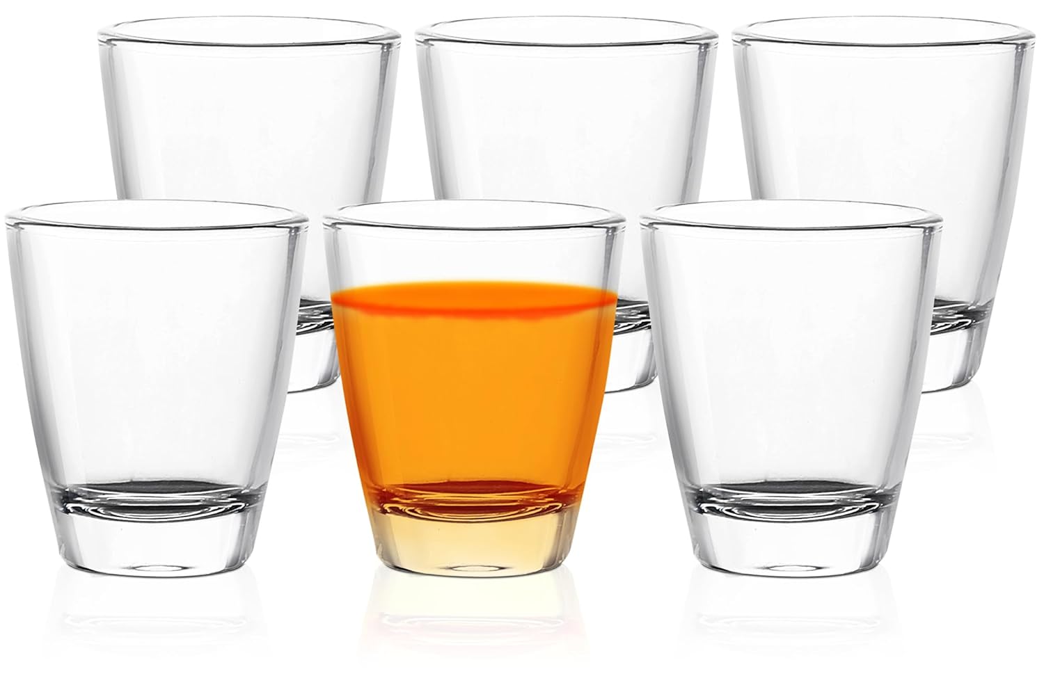 QUAFFER Mini Shot Glass (Set of 6) – Elegant Classic Shot Glasses 1 oz – Classic Whisky Vodka Tequila Sherry Brandy Cordial Mini Snifters Glasses - Perfect for Parties, Bars, Events, Home Bar