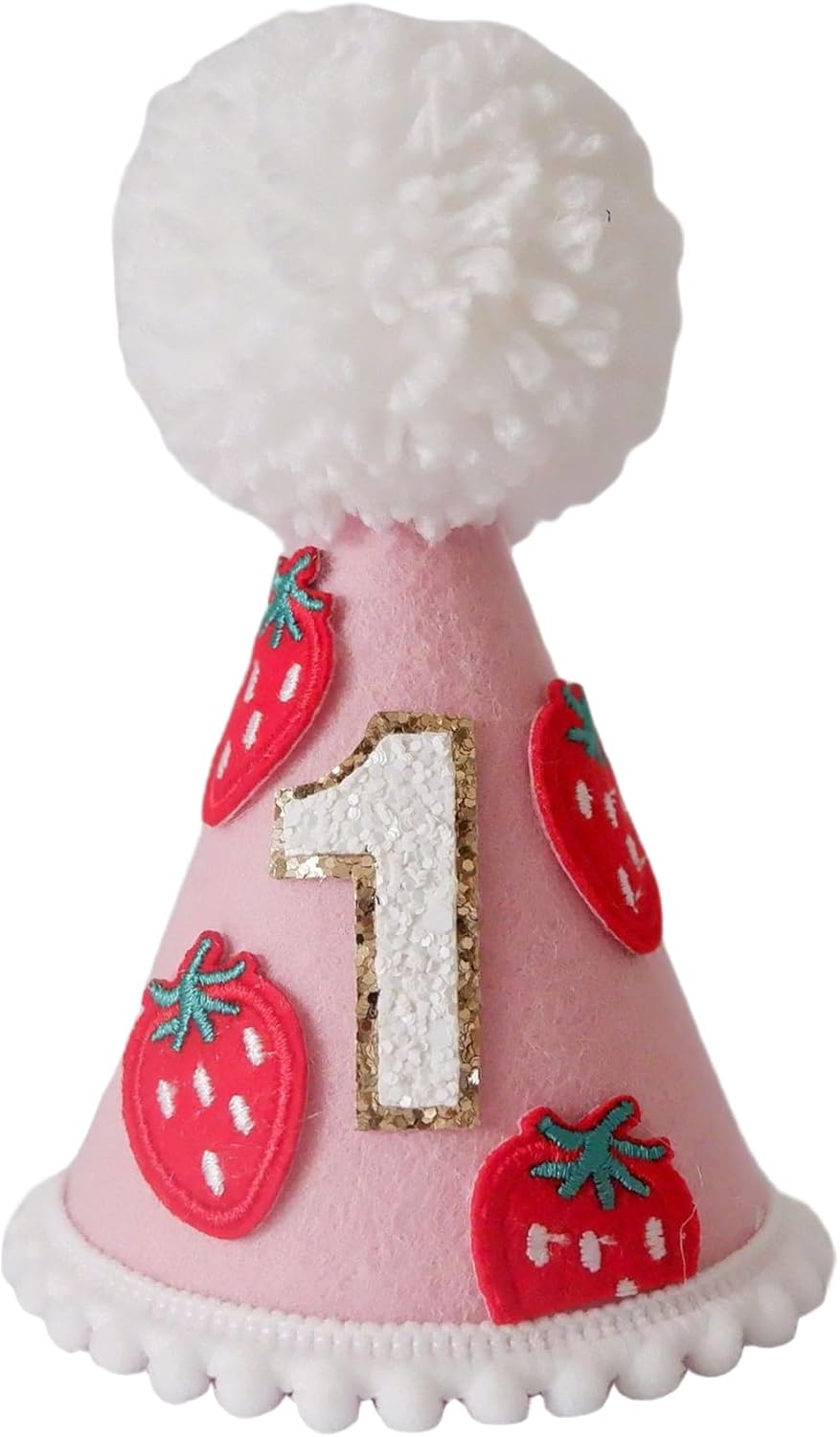 Strawberry 1st Birthday Hat for Baby Girls,First Birthday Celebration Hat,Sweet One 1st Birthday Hat,Berry First Birthday Decorations,Pink Felt Strawberry Birthday Crown