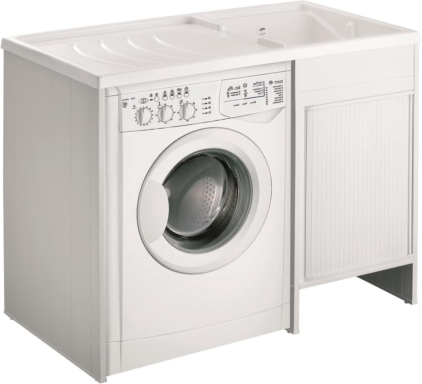 negrari Outdoor ROC Bath Washing Machine Cover Mounting Kit DX Right SX Left White Mobile Door Sliding Damper Basin Roll Front Tough Water Acid Axle Resin Plastic PVC Internal l109p60 109 x 60 H92 cm white