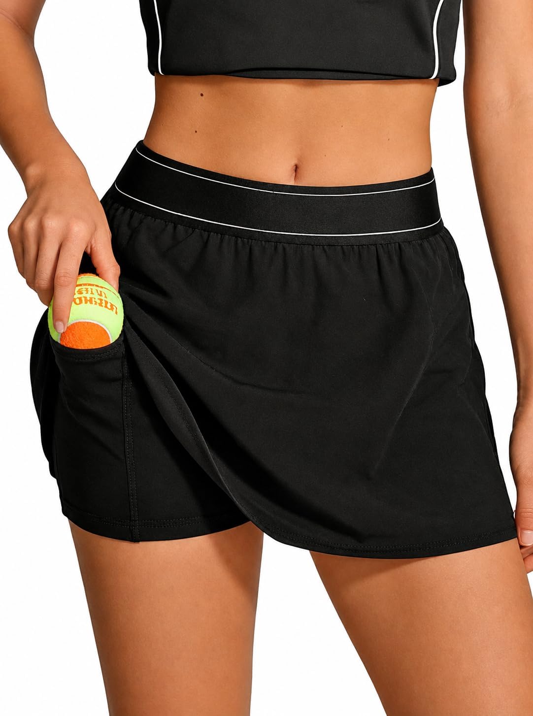 Avanova Women Contrast Trim Elastic Waist Athletic Skorts Tennis Golf Pickleball Skirts with Shorts Underneath Pockets