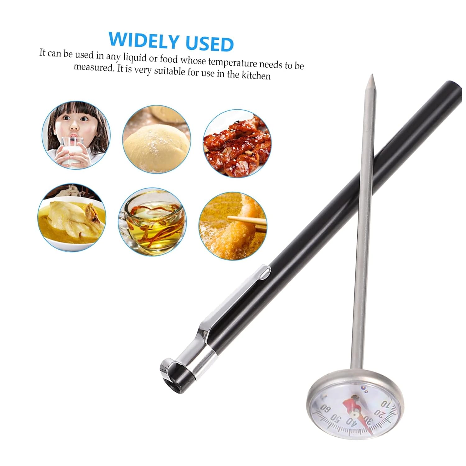 Stainless Steel Kitchen Thermometer for Food, Coffee, Milk