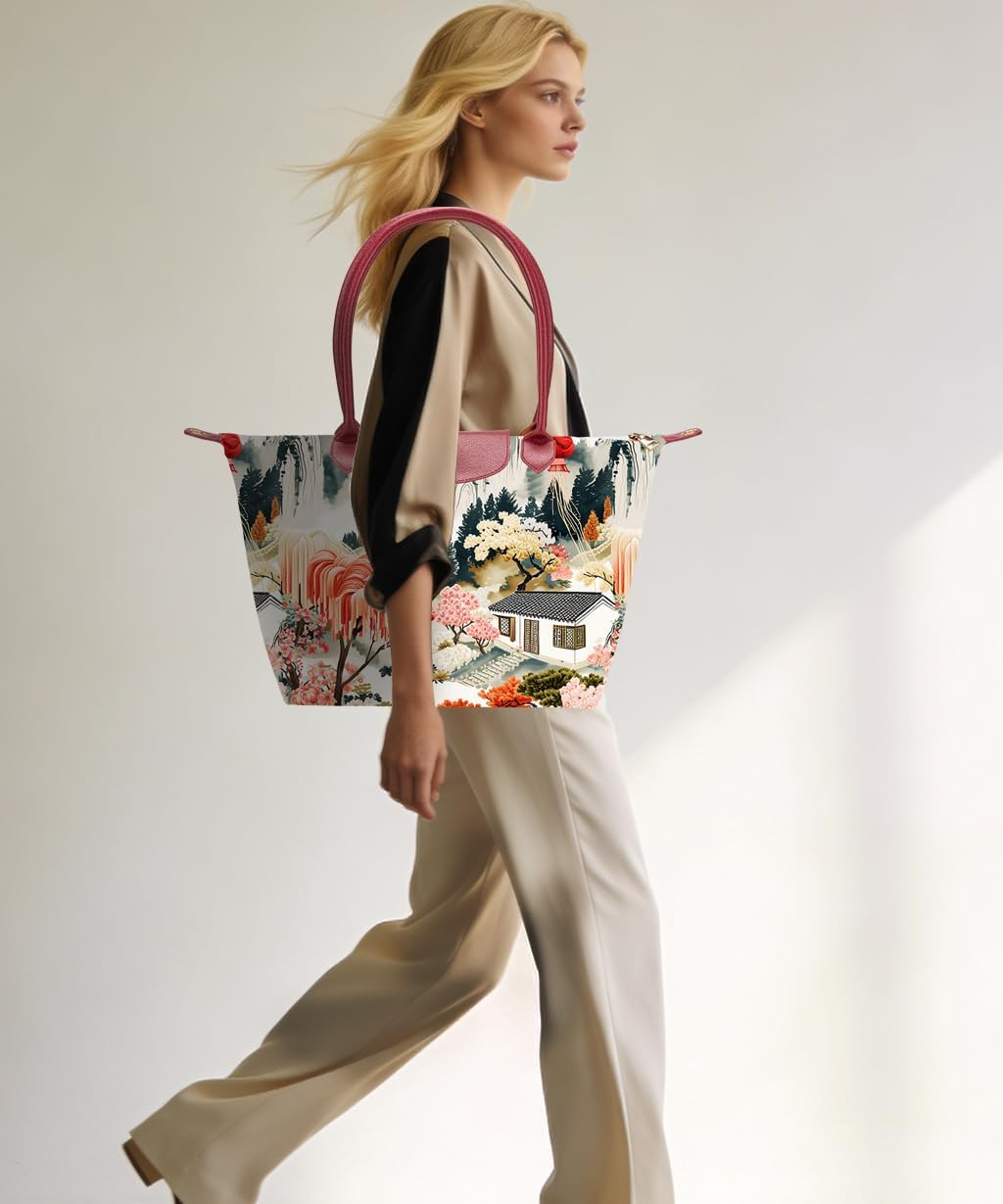 Large Foldable Tote Bag with Zipper for Women, Fashion Canvas Bag - Image 2