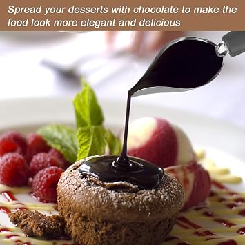 Culinary Decorating Spoons Candy Dipping Tools Set, 2 Dessert Drawing Decorating Spoon + 3 Different Shape Chocolate Dipping Fork for Decorating Plate/Cake/Coffee/Pastry (Silver+Grey)