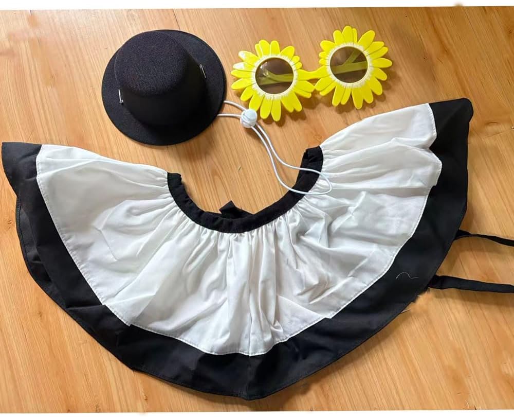 Halloween Scary Horror Art Killer Clown Costume Accessories with Sunflower Glasses Mini Top Hat Black and White Collar for Adults Men Women Cosplay Party