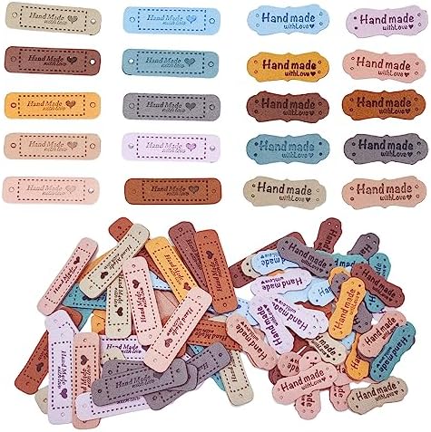 Yolev 30 Pièces D'étiquettes en Cuir PU Faites à La Main Etiquettes de