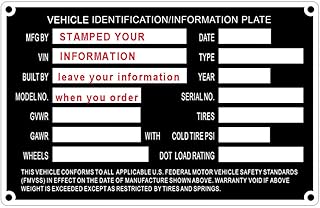Universal Semi Freight Trailer ID Plate DOT Accepted Model VIN# Custom Engraved