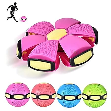 Rk Toys Flying Disc Ball Magic Frisbee Deformation UFO Soccor Football Flat Throw Disc with LED Light Flying Toys Air Hover Outdoor Garden Beach Game Toy (Pack of 1) Multi Color