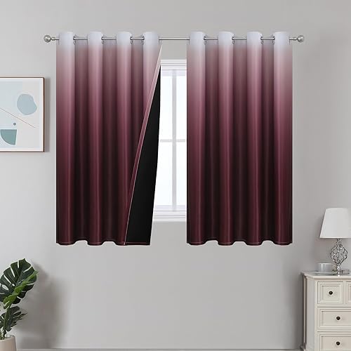 Miniatura 68 de Estelar Textiler Cortinas Opacas con Degradado para Sala de Estar de 84 Pulgadas de Largo, Cortinas de Ojales Ombré con Aislamiento Térmico de Gris