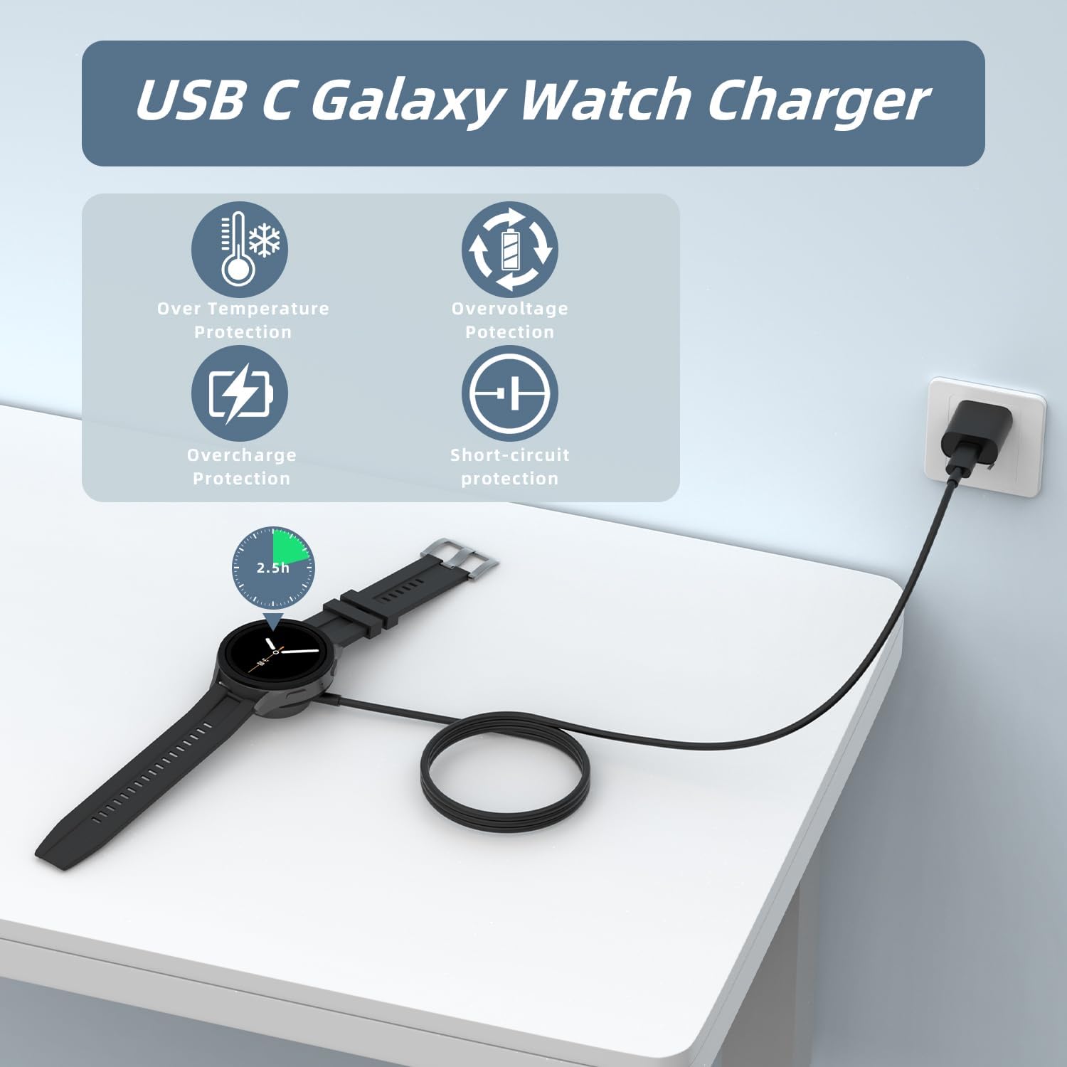 Watch Charger Compatible for Samsung Galaxy Watch 8/8 Classic/7/Ultra/6/6 Classic/5/5 Pro/4/4 Classic/3/Active2/Active 1,USB-C 3.3FT Magnetic Replacement Charging Cable Cord for Galaxy Watch