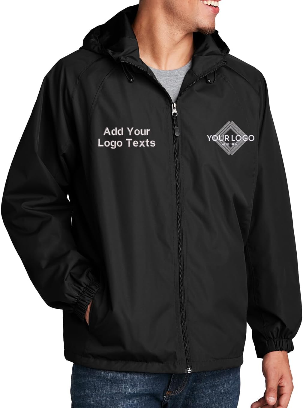 INK STITCH Men Jst73 Custom Personalized Add Logo Texts Team Sports Hooded Full Zip Up Jackets