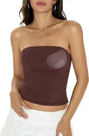 Women's Padded Double Lined Tube Top - Strapless Bandeau, Non-Slip, Y2K Summer Outfit