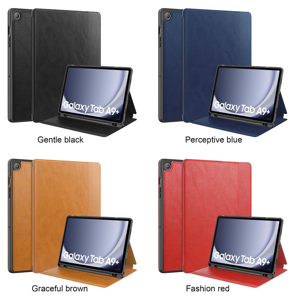 Generic etui kompatybilne z Samsung Galaxy Tab A9 8,7 SM X110 SM X115 SM X117 (kolor: czarny) odporny na wstrząsy skórzany futerał z klapką