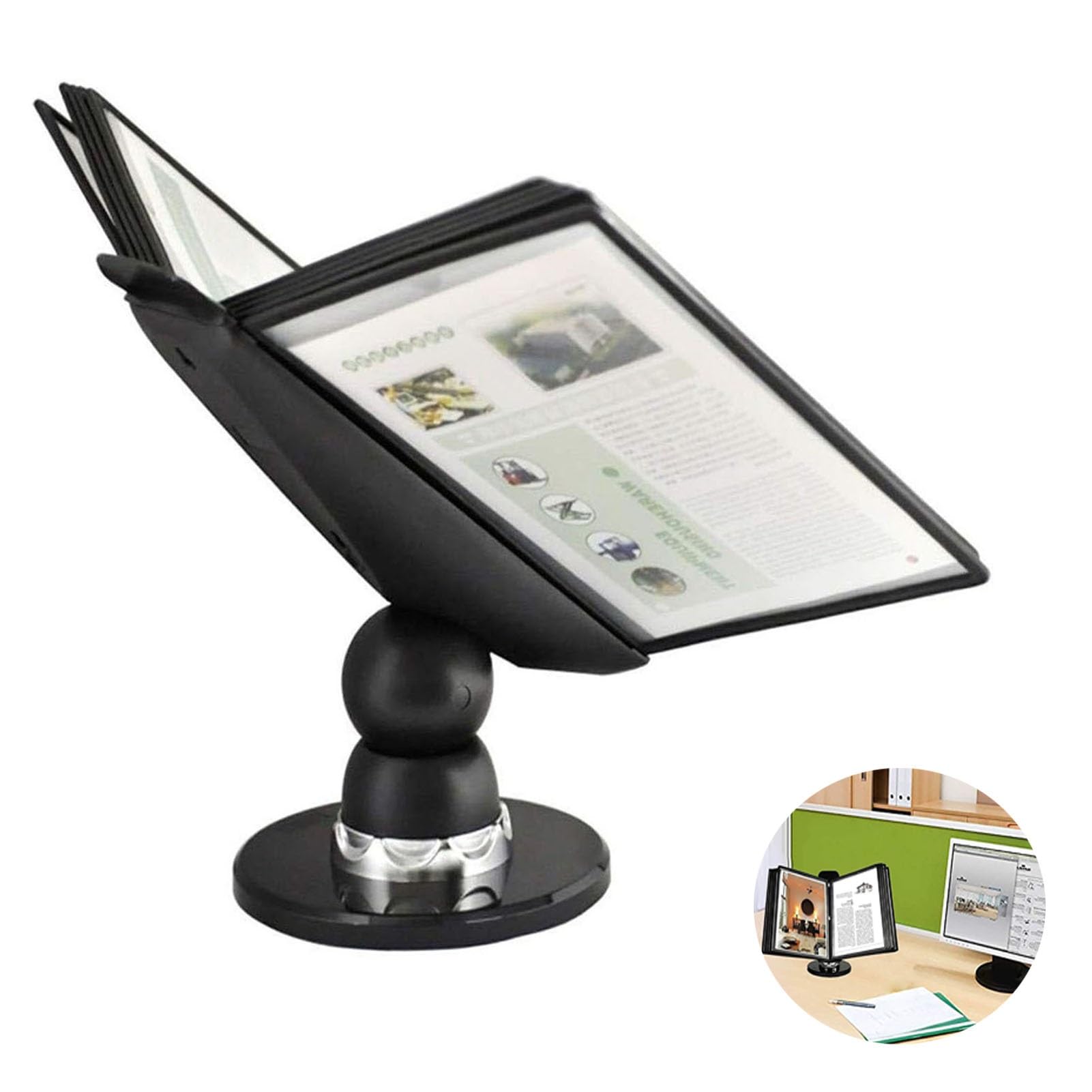 OLSKFUH Desktop Document Holder - Wall Reference Organizer Adjustable Desk Flip File Holder 10 Display Pockets 20 S,