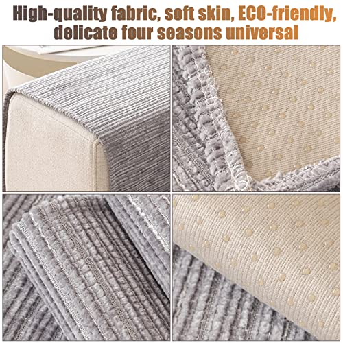 Topchances Chenille Sofa Cover 1 2 3 Seater,Washable Sofa Slipcovers Non-Slip Seat Cushions with Silicone Particles All-Seasons Apply to Dogs Cat Pet Living Room Cushions(Grey,70×210cm 1 Piece) - Image 4