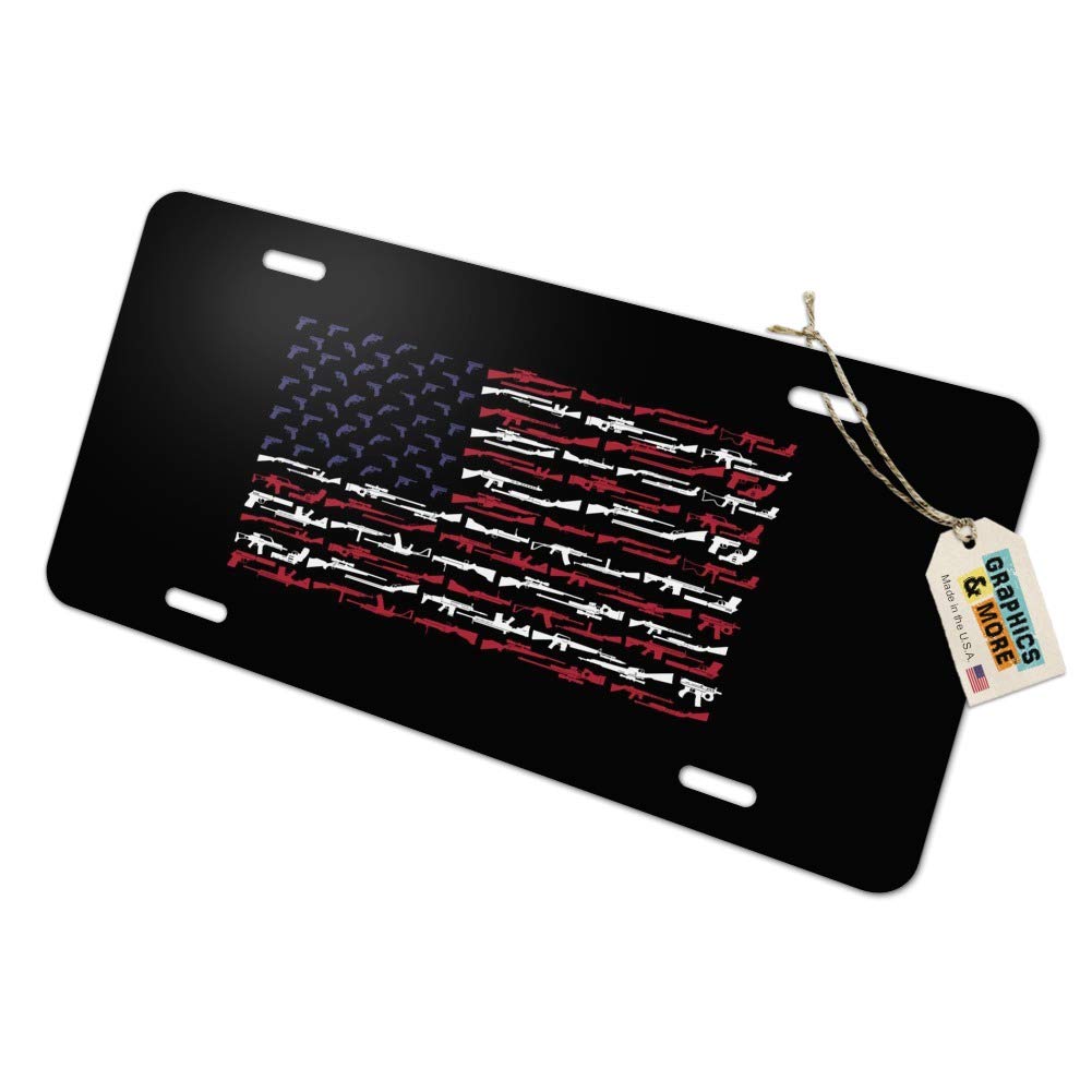 Graphics and More American Gun Flag USA Second 2nd Amendment Novelty Metal Vanity Tag License Plate