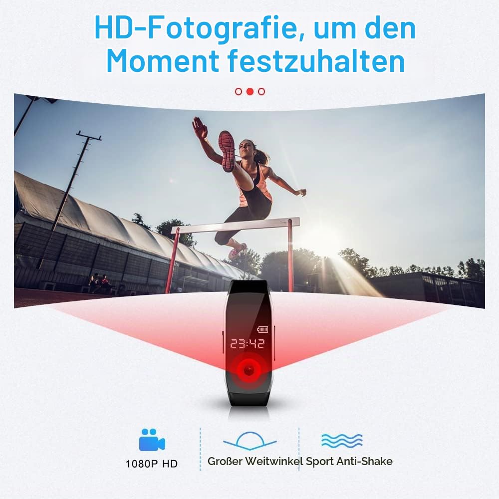 Spionagekamera, versteckte Kamera, Uhr, 32 GB, tragbare kleine Nanny-Kamera, kleine Sicherheitskamera, Körper, Haustier, HD, 1080P, Kamera für Zuhause, Outdoor, Büro, Mini-Spionagekamera für