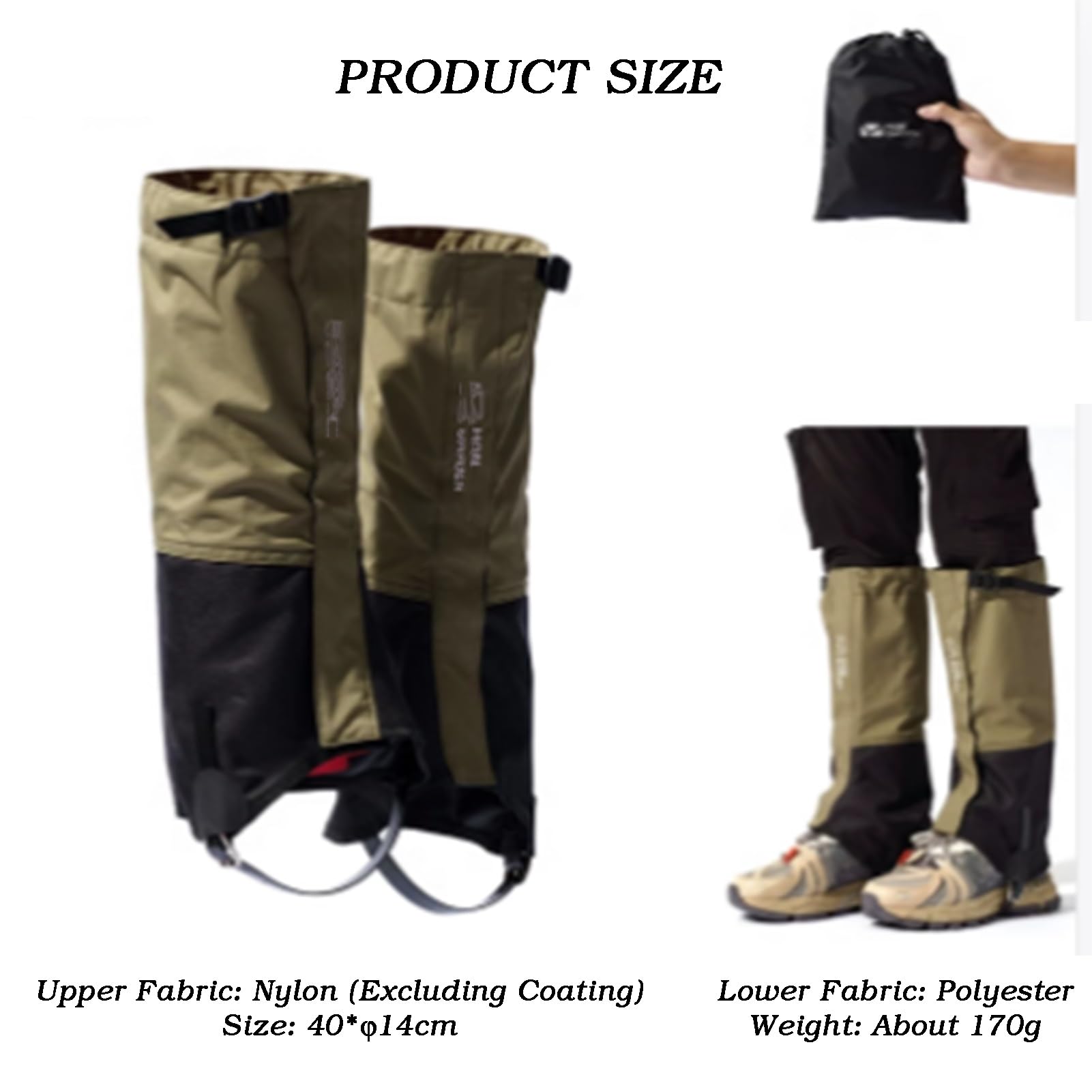 Guêtres de Jambe, guêtres de Bottes de Neige de Chasse de randonnée, guêtres de Bottes de randonnée Confortables, for la randonnée dans Le Sable de Chasse, faciles à Ranger