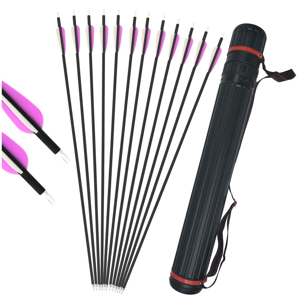 MILAEM Flecha de Tiro con Arco de 30 Pulgadas Flechas de Carbono Spine 500 Flechas de Caza con Punta reemplazable para Arco Compuesto Arco recurvo Caza al Aire Libre
