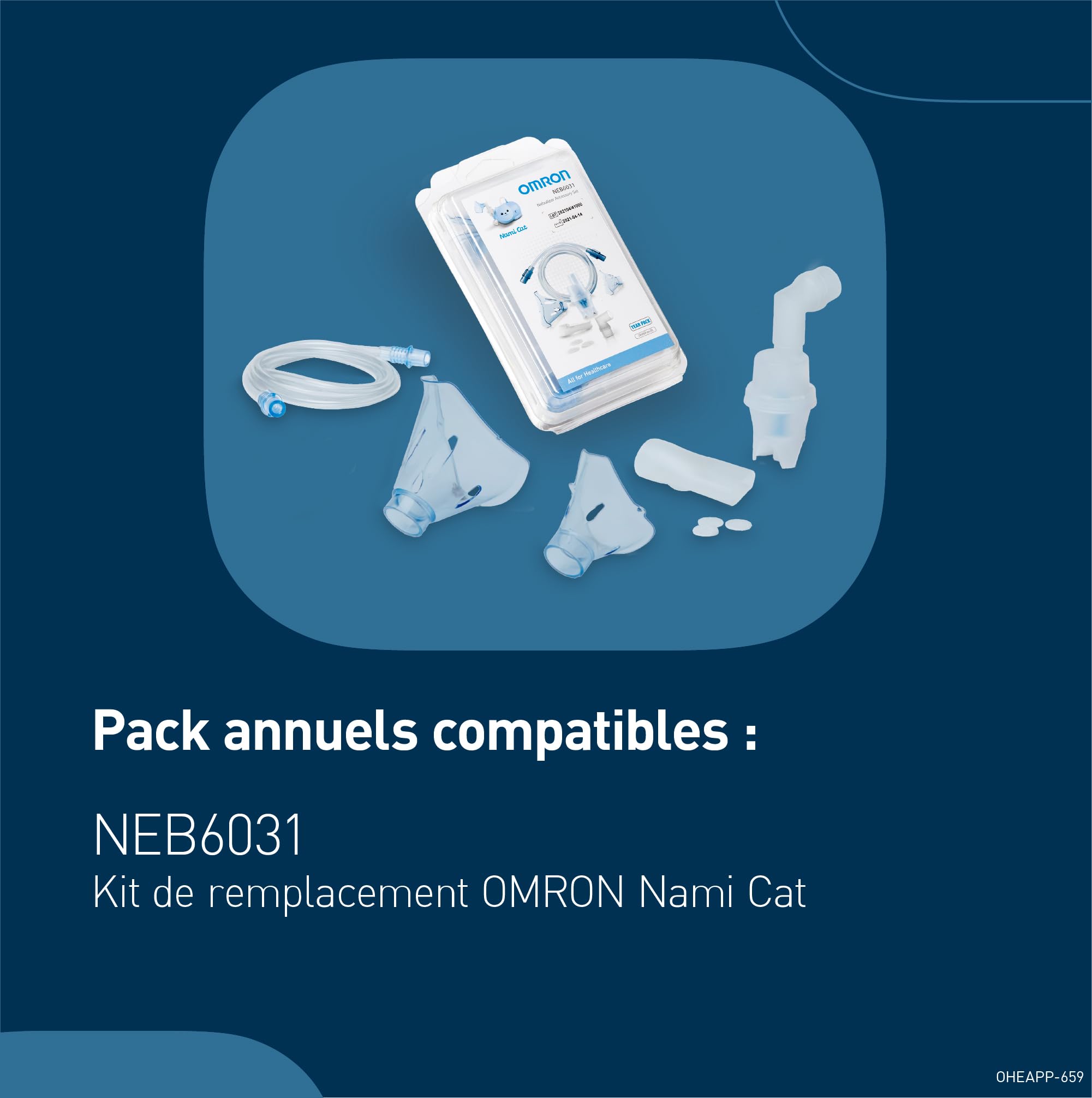 OMRON Nami Cat Nebulisateur – Nebulisateur bebe, compresseur puissant pour traitement rapide et efficace des affections respiratoires chez les enfants