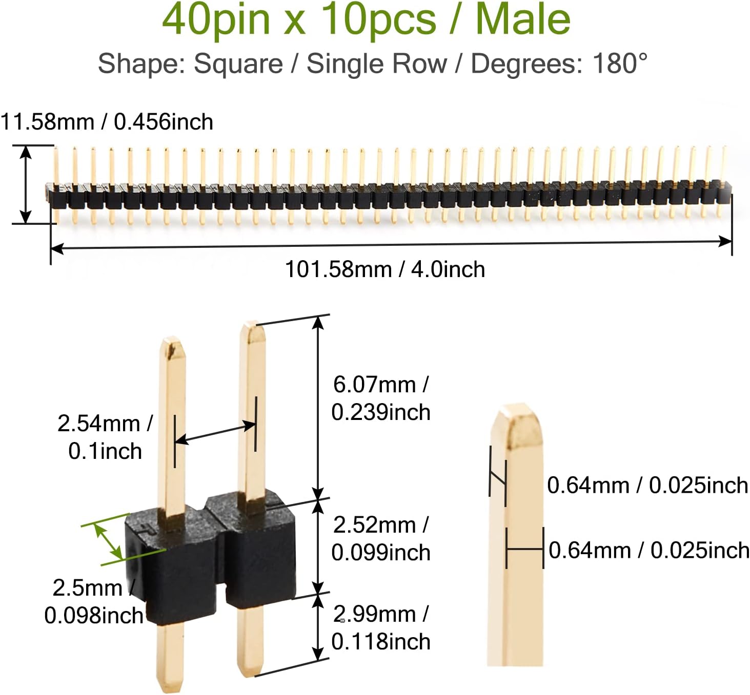 Chanzon Pin Header Strip for Arduino Gpio 40pin x 10pcs Male Straight