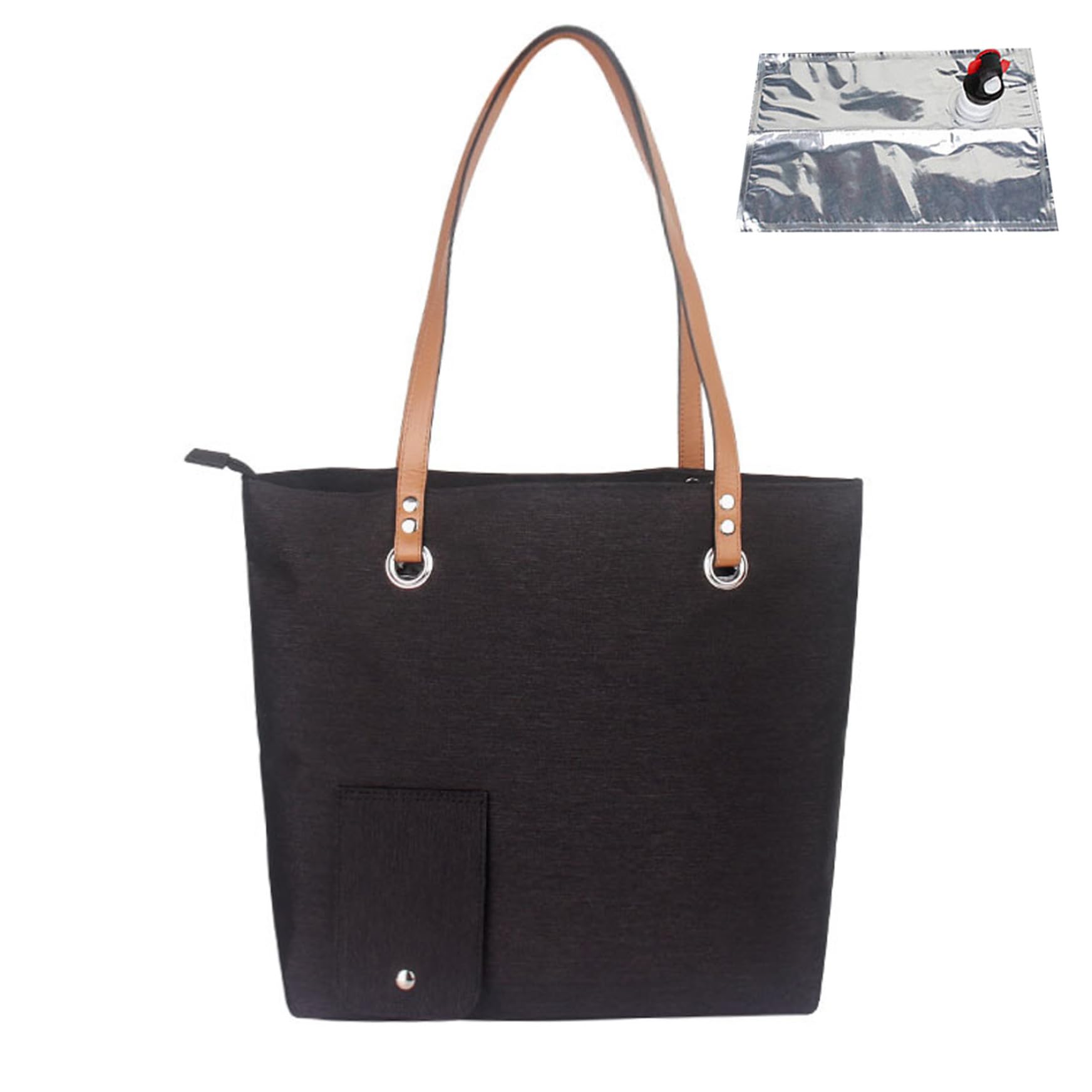 Tsawntd Wine Purse Large Capacity Wine Tote Bag Portable Tote Leak-Proof Cooler Bag with Insulated Compartment Purse with Hidden Spout For Traveling Picnics Beach Black Cooler