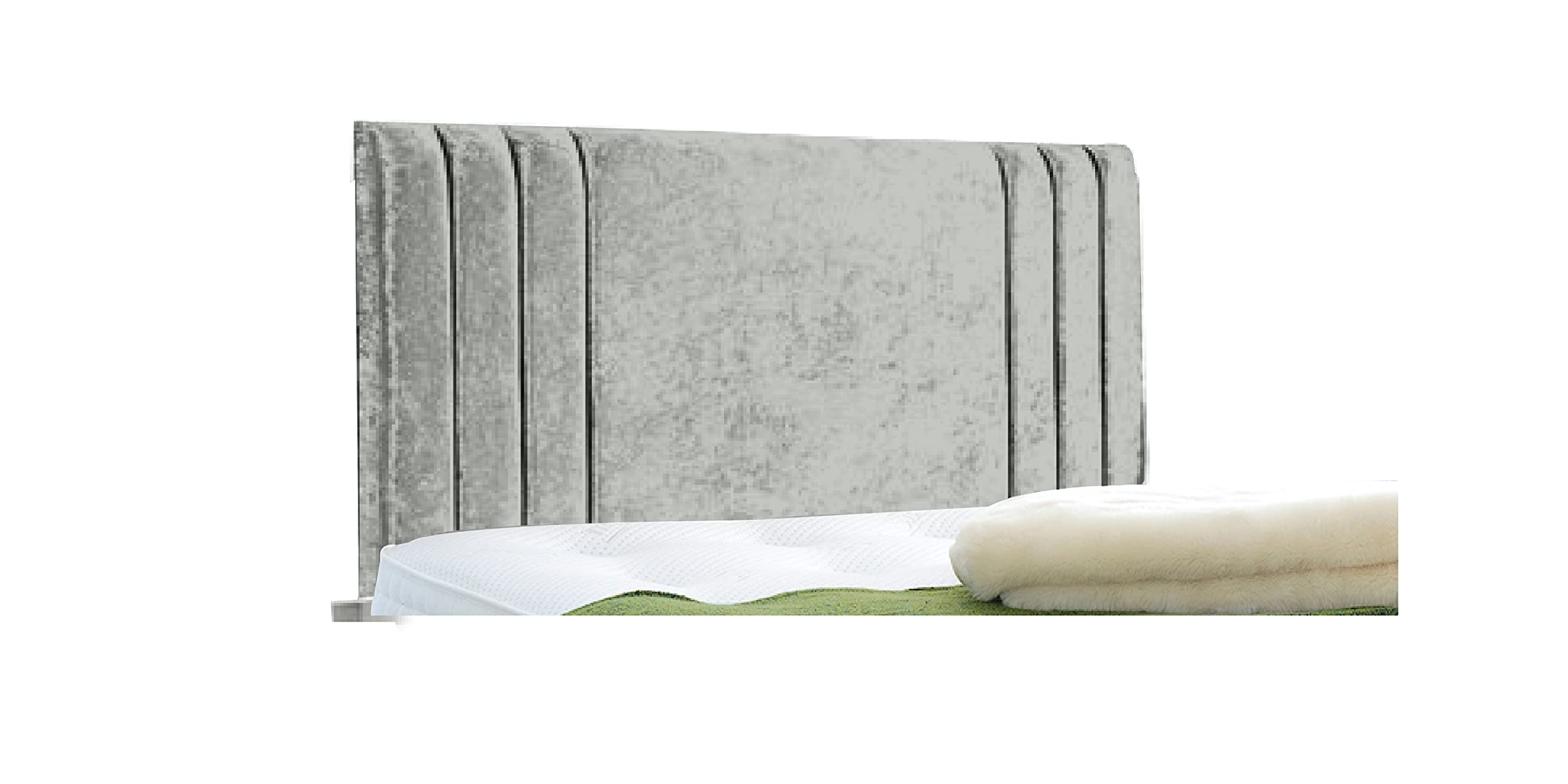 Affordable Contemporary Rio Headboards in Elegant Crushed Velvet (6FT Super King- Height 24", Pewter)