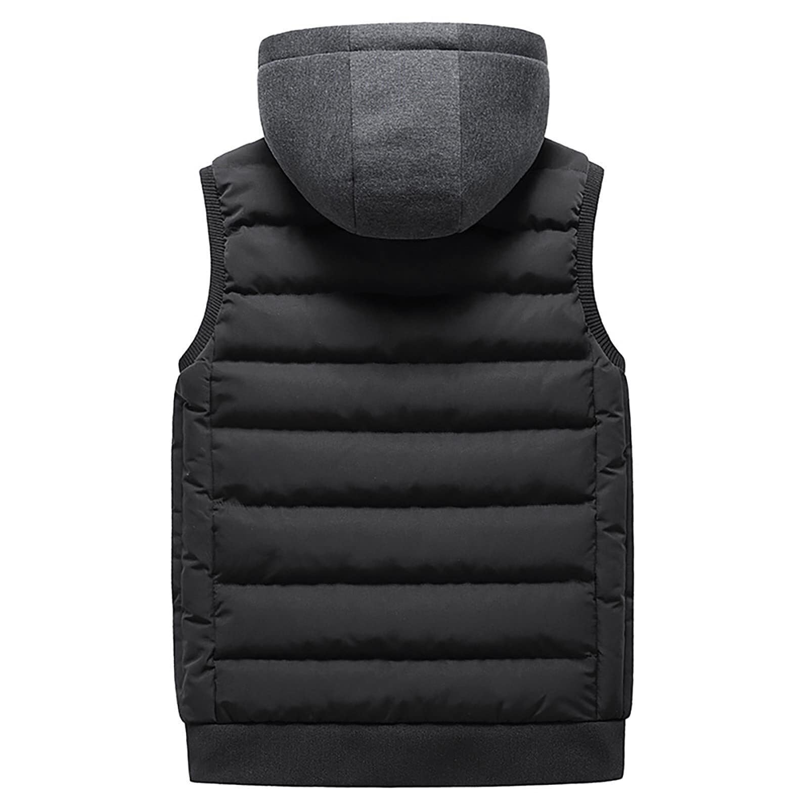 Ciepła Kamizelka Outdoorowa Męska Kamizelka Puchowa Zimowa Pikowana Kurtka Bez Rękawów Z Odpinanym Kapturem Bodywarmer